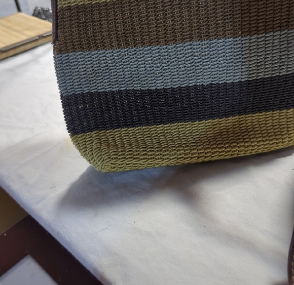 Blue and Brown Weave Shoulder Bag By Liz Claiborne - Picture 3 of 15